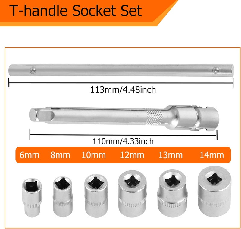 NACHEE Folding Mini T-Handle Socket Set 1/4'' Drive Tool Kit for Motorcycle ATV UTV, (007) - Image 5